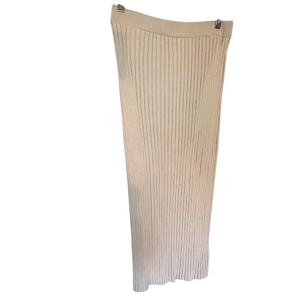 House Of Harlow 1960 Beige Ribbed Knit Maxi Skirt M